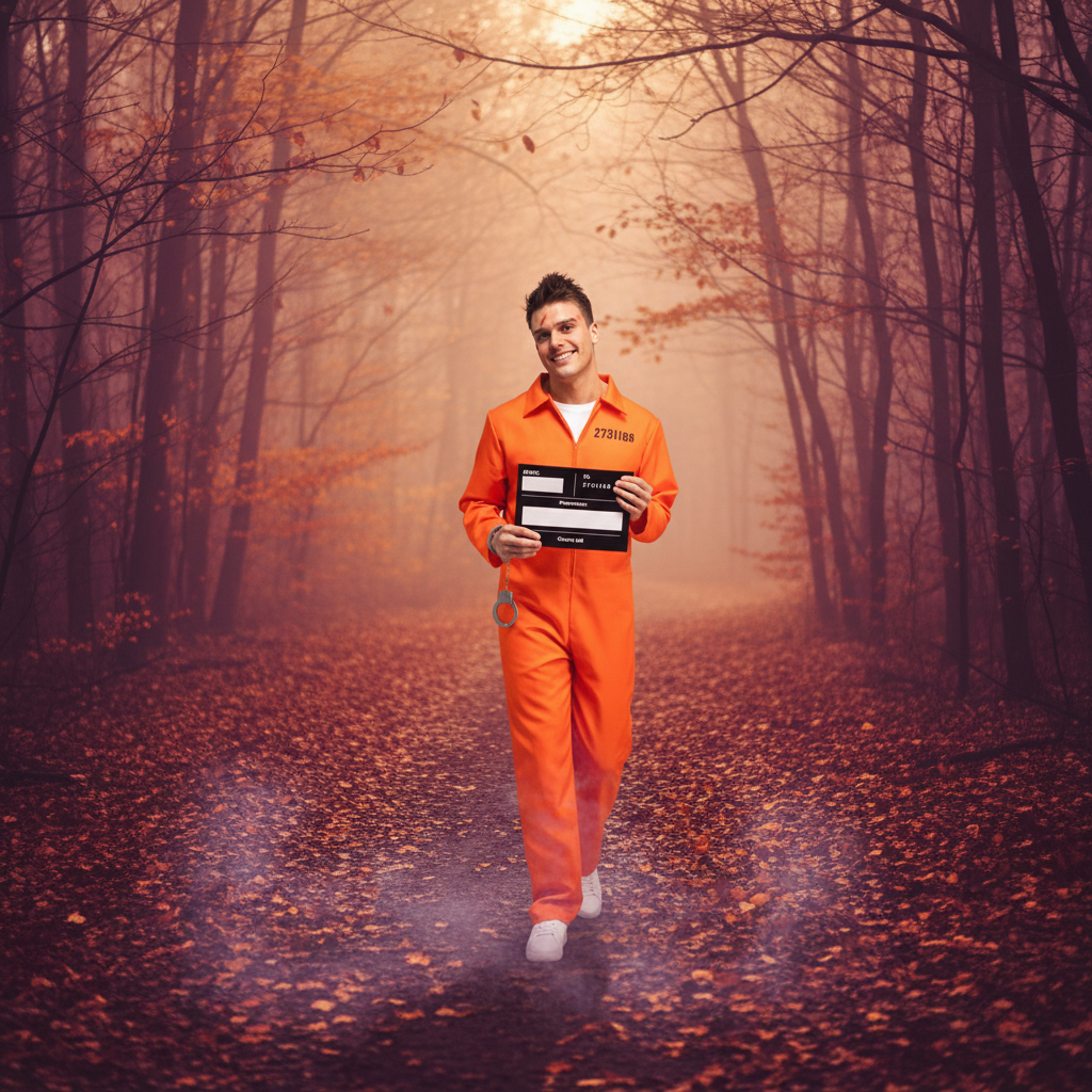 Adults Orange Convict Costume With Handcuffs & I.D Board | Merthyr Tydfil | Why Not Shop Online
