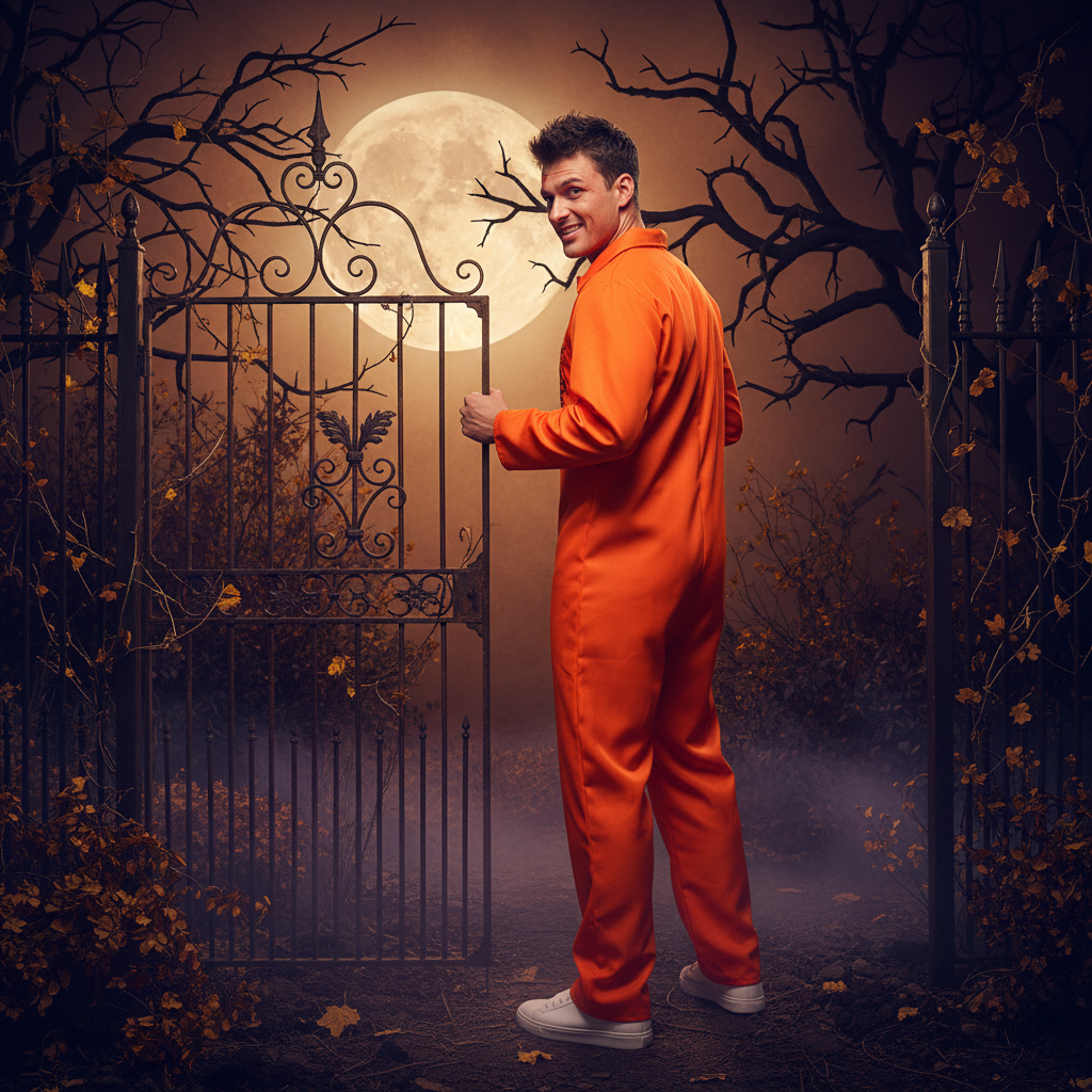 Adults Orange Convict Costume With Handcuffs & I.D Board | Merthyr Tydfil | Why Not Shop Online