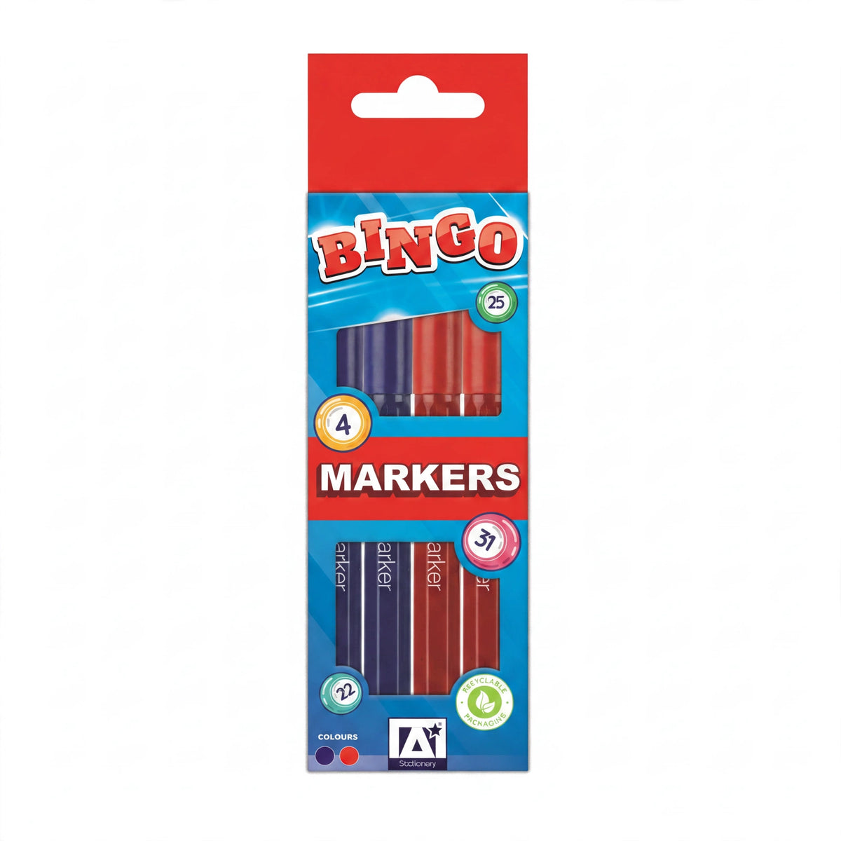 Anker pack of 4 bingo markers in assorted colours with dabber-style tips