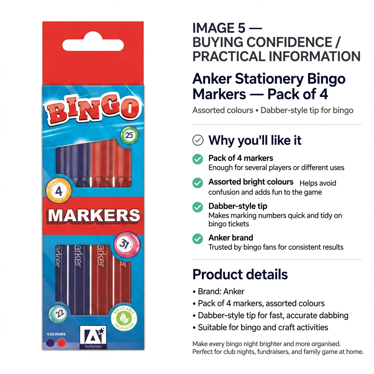 Anker bingo markers pack of 4 with consistent ink flow for marking bingo tickets