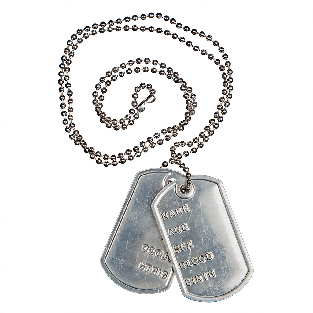 Silver army I.D dog tags for fancy dress