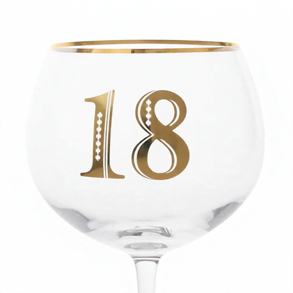Close-up view of Art Deco geometric pattern on 18th Birthday Gin Glass