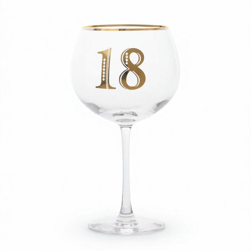 Art Deco 18th Birthday Gin Glass with geometric design and crystal style glass