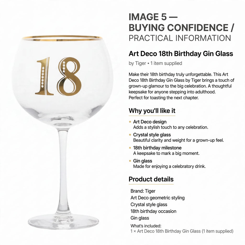 Information about the 18th birthday occasion and crystal style gin glass
