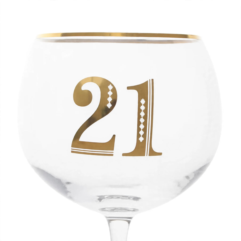 Close-up view of the Art Deco geometric pattern on the 21st Birthday Gin Glass