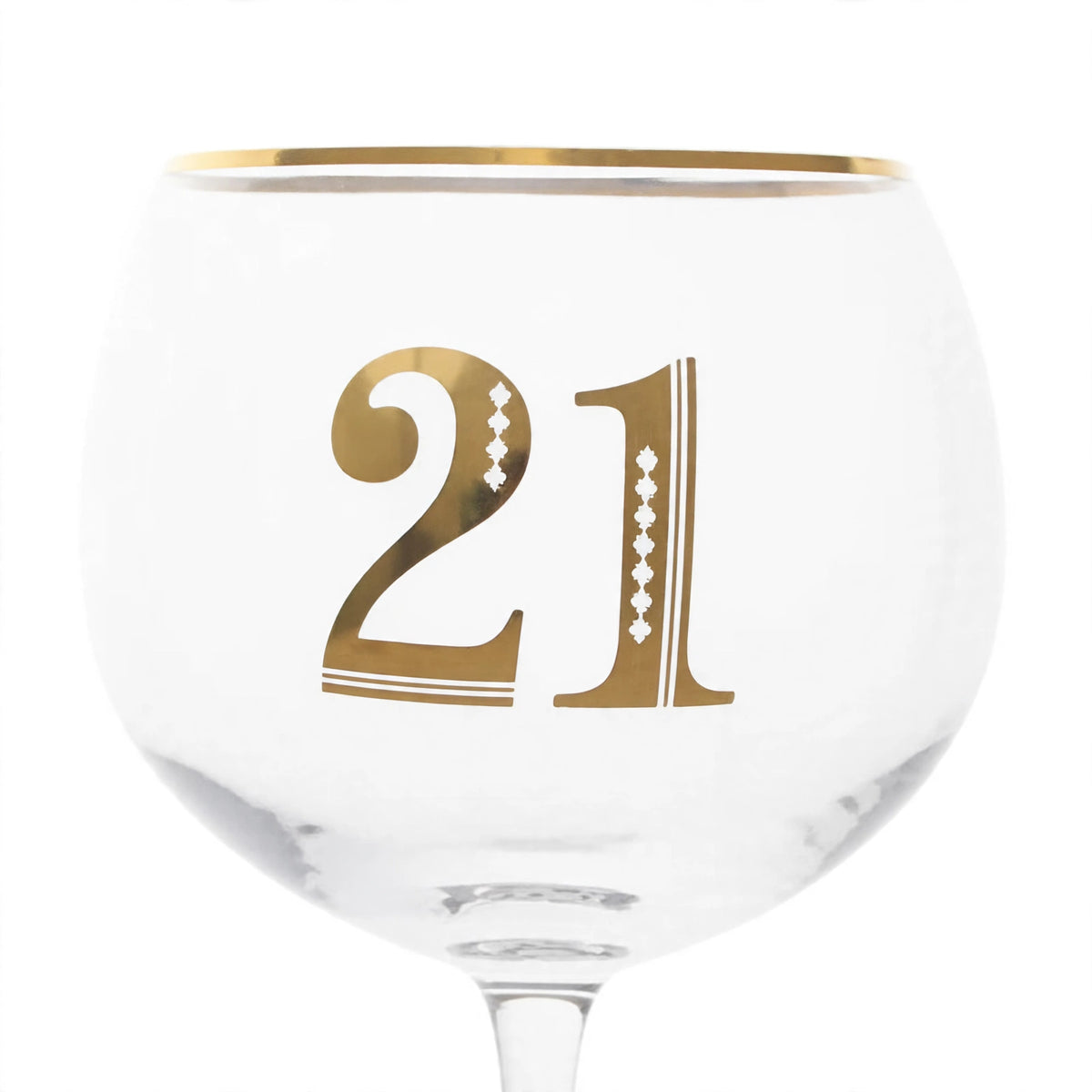 Close-up view of the Art Deco geometric pattern on the 21st Birthday Gin Glass