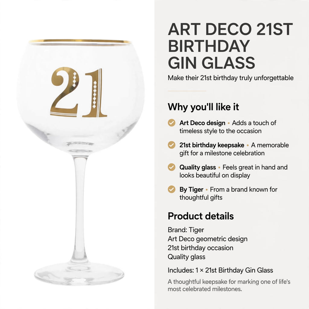 Information about the glass being a 21st birthday keepsake made from quality glass