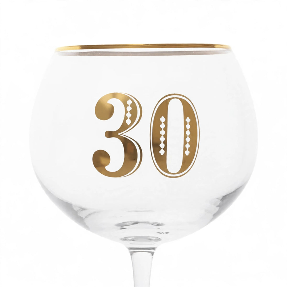 Close-up view of the Art Deco geometric detailing on the 30th Birthday Gin Glass