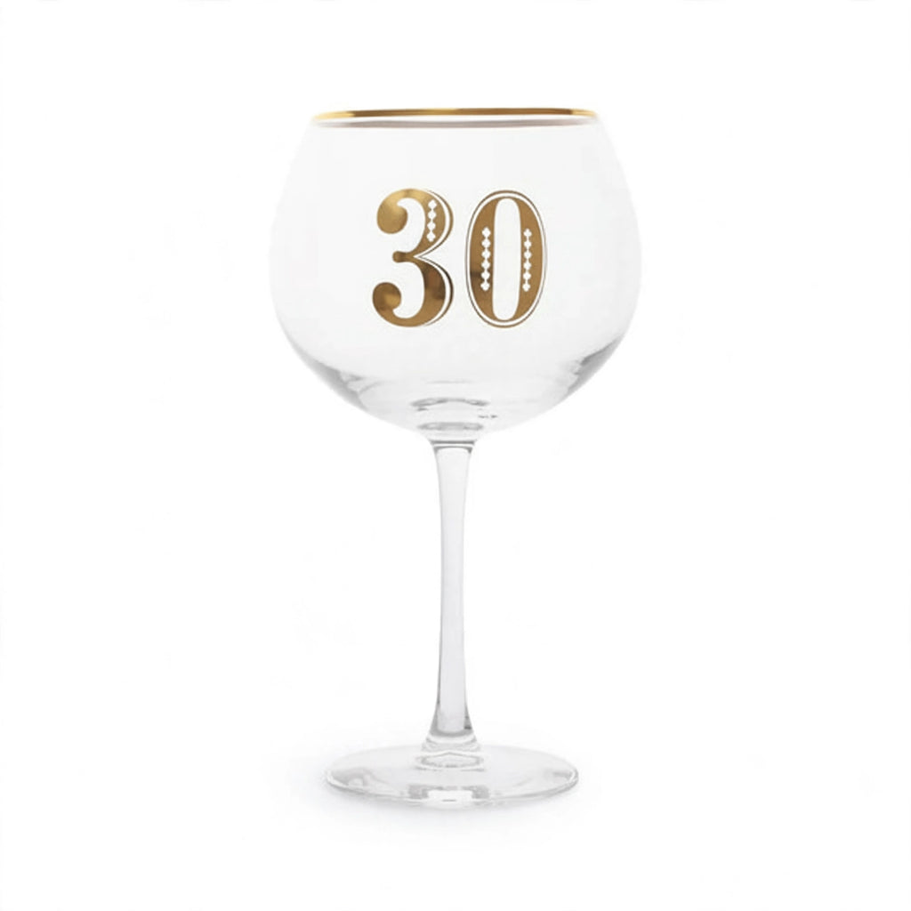 Art Deco 30th Birthday Gin Glass with geometric design and 30th birthday dedication