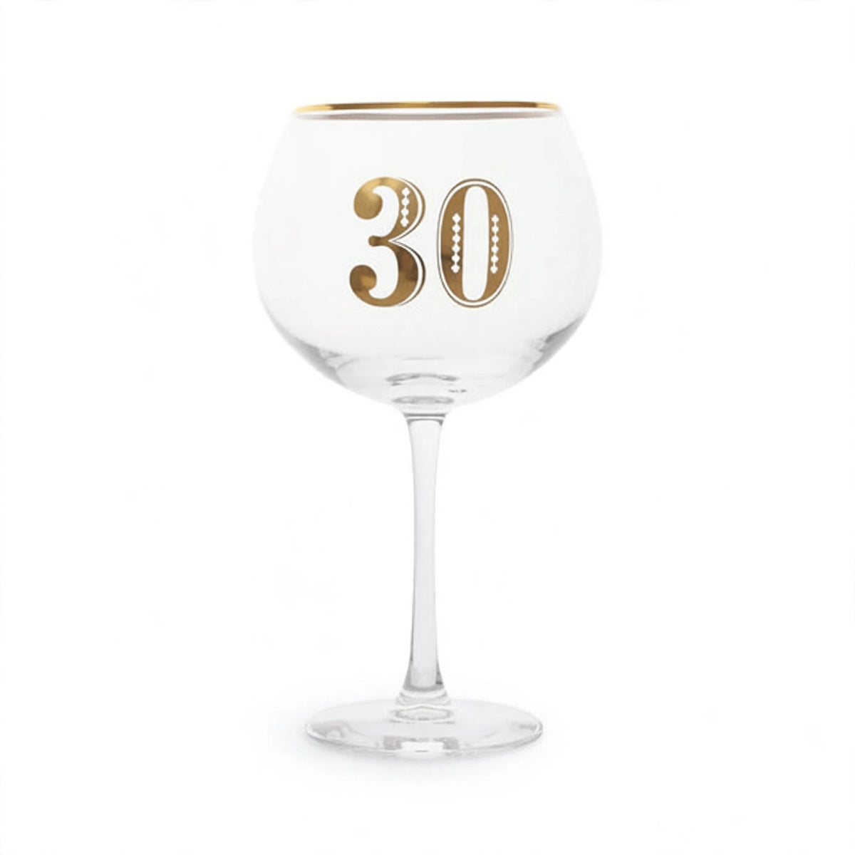 Art Deco 30th Birthday Gin Glass with geometric design and 30th birthday dedication