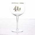 Art Deco 40th Birthday Gin Glass with geometric styling and 40th birthday dedication