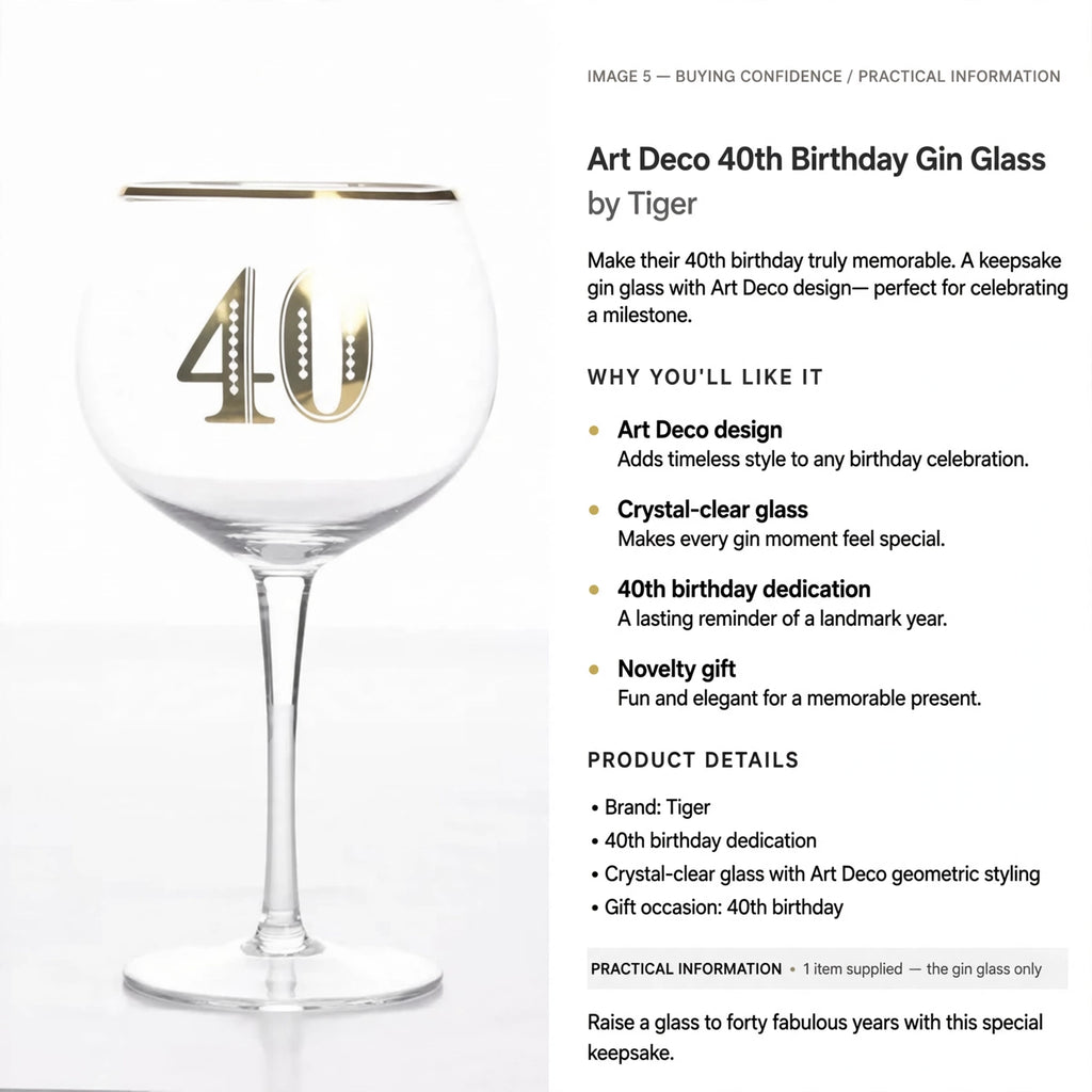 Information about the glass as a 40th birthday gift and keepsake
