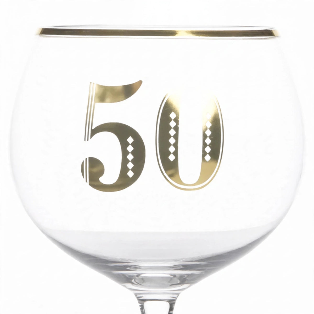Close-up view of the Art Deco geometric detailing on the 50th Birthday Gin Glass