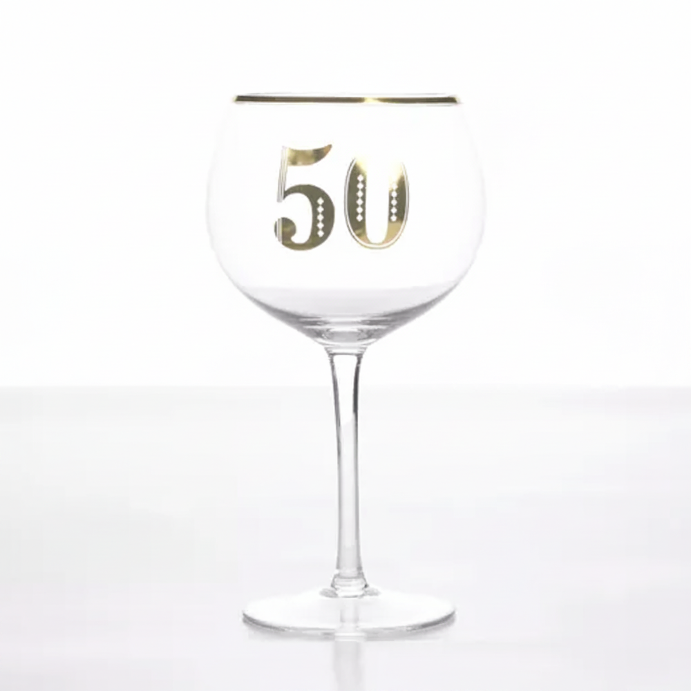 Art Deco 50th Birthday Gin Glass — Hero Shot Corrected
