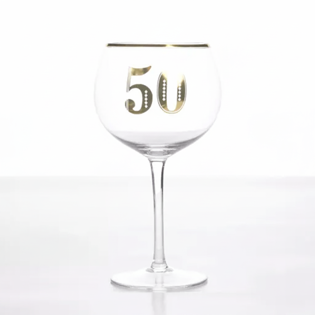 Art Deco 50th Birthday Gin Glass — Hero Shot Corrected