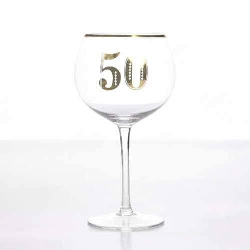 Art Deco 50th Birthday Gin Glass — Hero Shot Corrected
