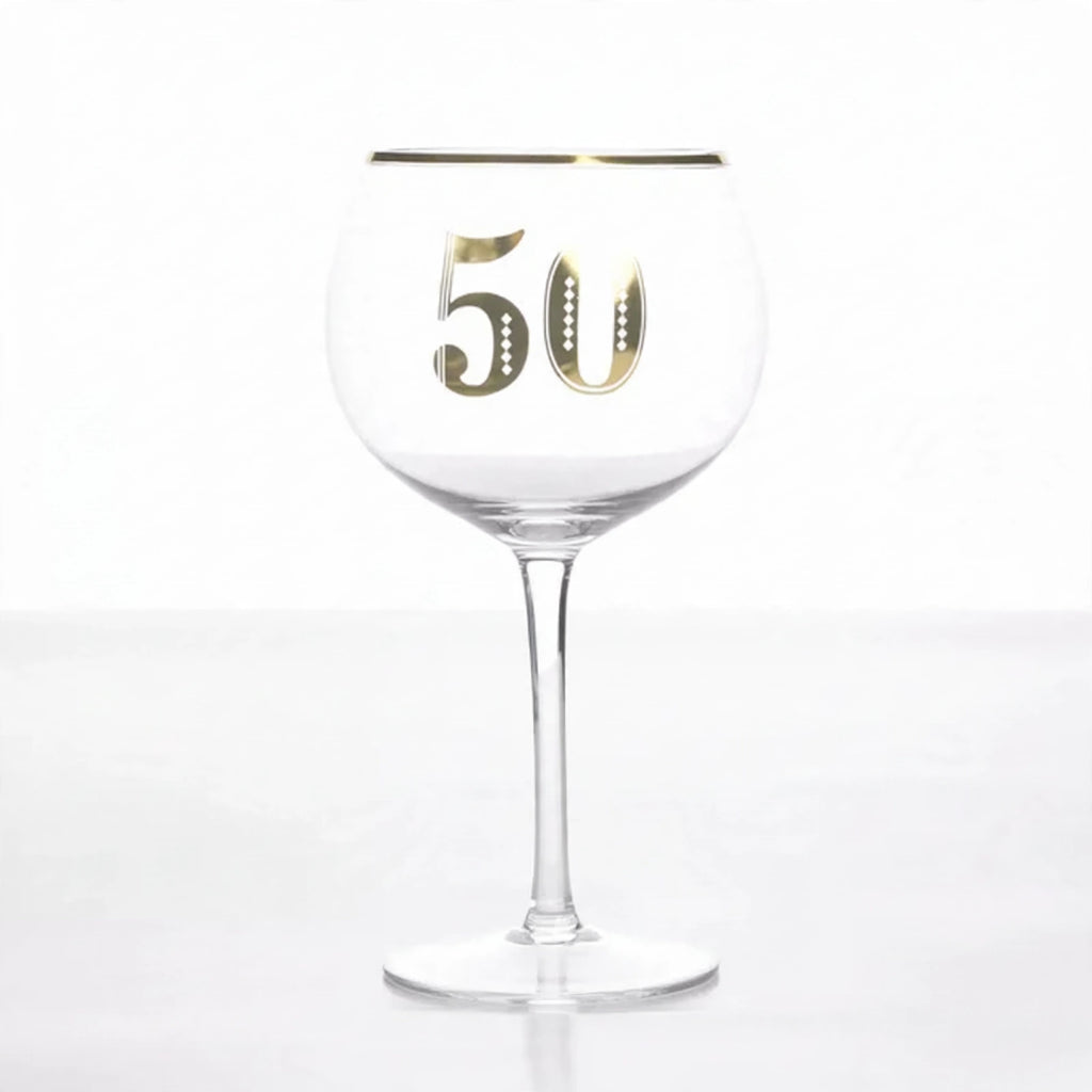 Art Deco 50th Birthday Gin Glass made from premium crystal-style glass with geometric detailing