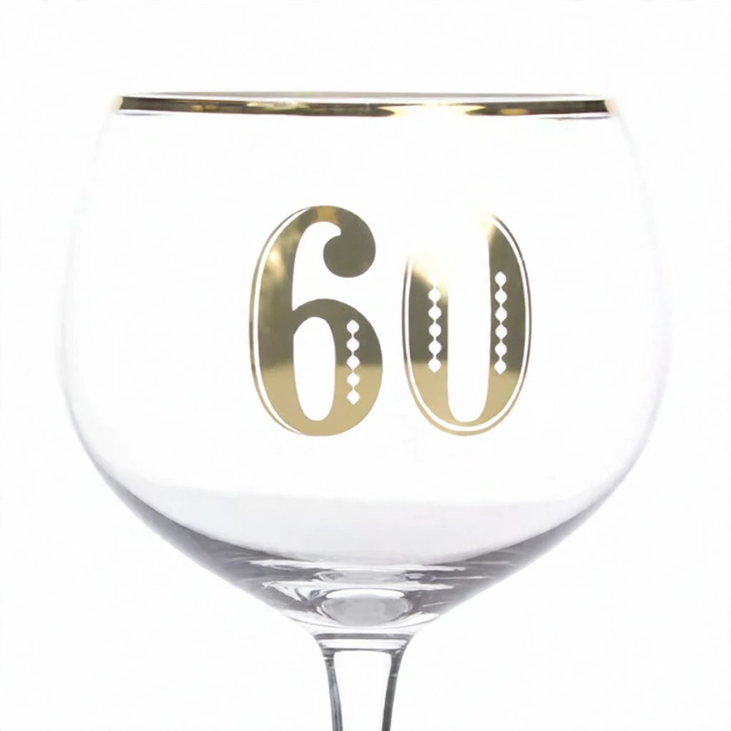 Close-up view of the Art Deco design on the 60th Birthday Gin Glass