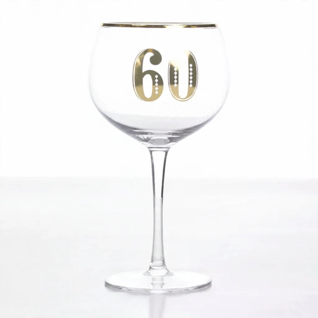 Art Deco 60th Birthday Gin Glass with crystal-style clarity