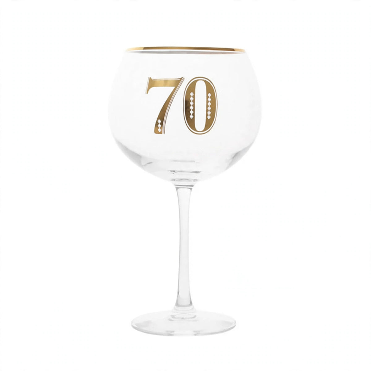Art Deco 70th Birthday Gin Glass with geometric design and 70th birthday dedication