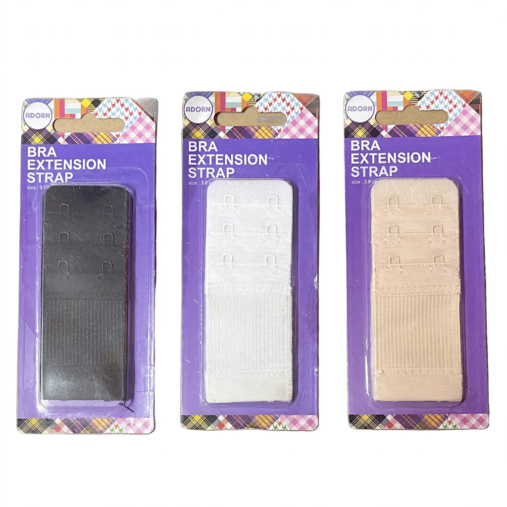 Adorn bra extender straps with clip-on hook extension in assorted colours