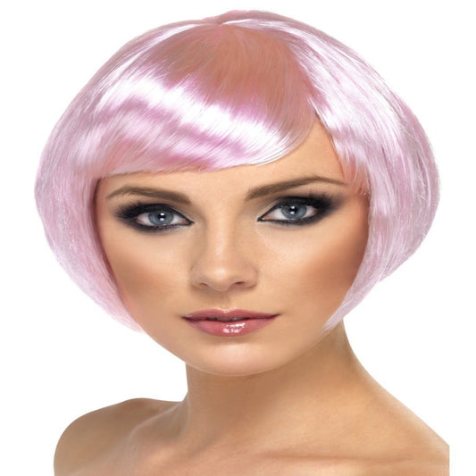 Womens Light Pink Short Bob Fancy Dress Wigs