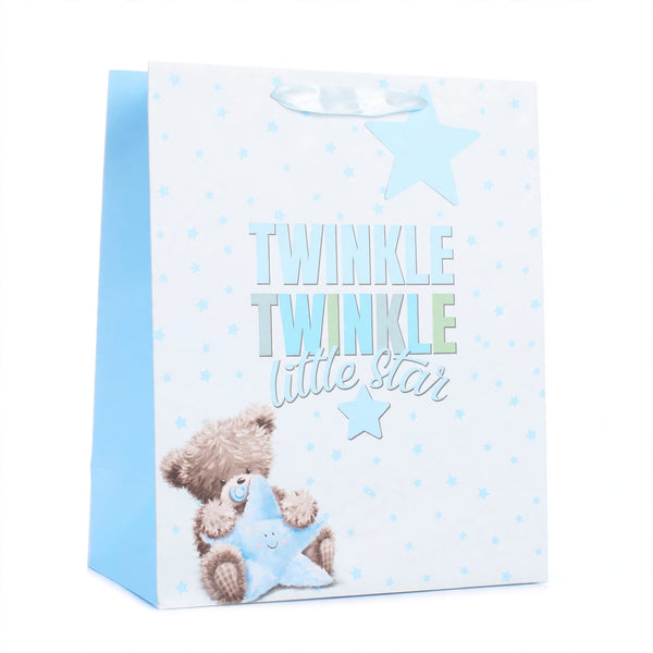 Large blue gift bag with Little Star Boy design for baby boy gifts