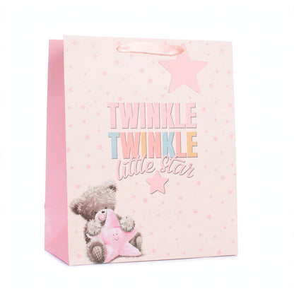 Large pink gift bag with Little Star Girl design for baby girl celebrations