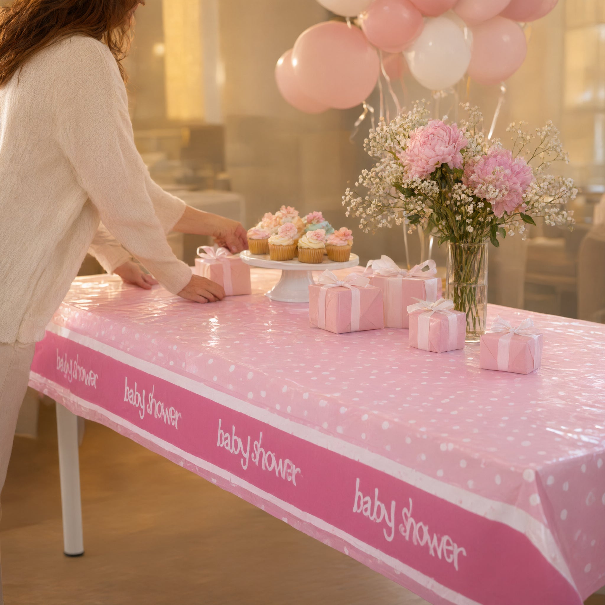 Baby Shower Pink Plastic Table Covers