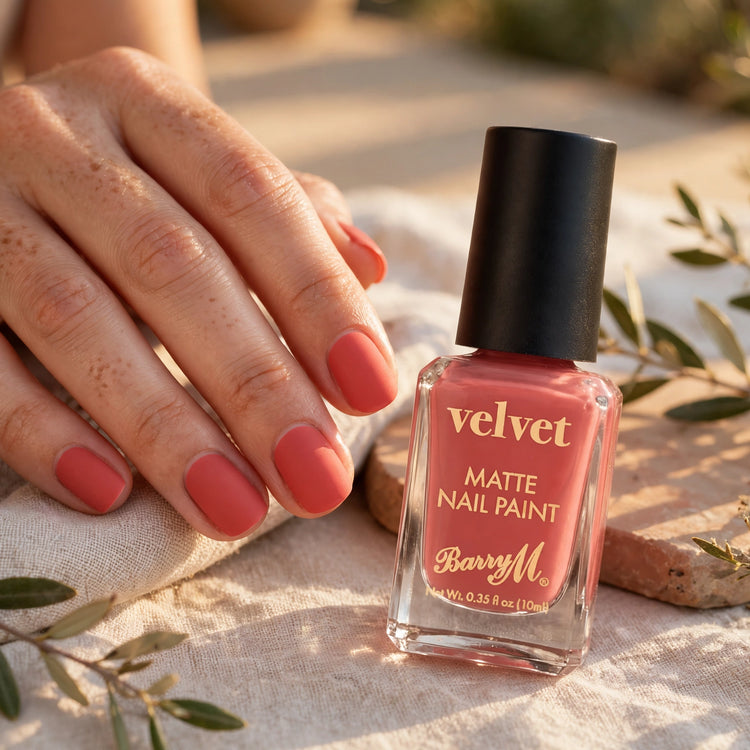 Barry M Coral Velvet Nail Polish worn for everyday style or special occasions
