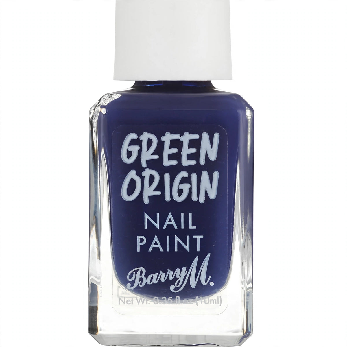 Close-up view of Barry M Navy Blue Green Origin Nail Polish in Night Sky 106 showing colour and finish