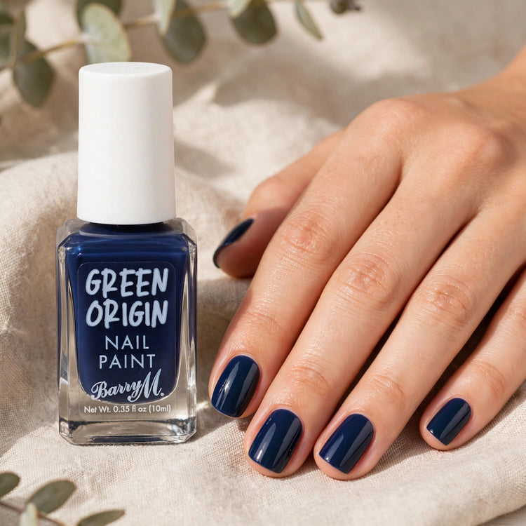 Nails painted with Barry M Navy Blue Green Origin Nail Polish in Night Sky 106