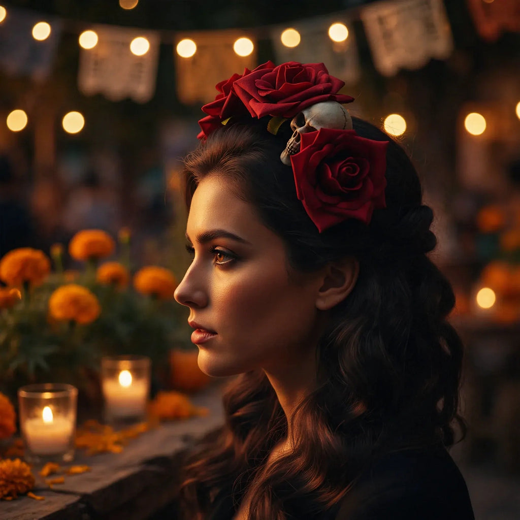Black headband worn for Halloween or gothic themed events