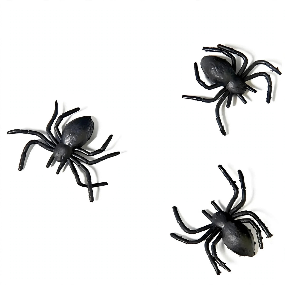 Pack of 10 black plastic spiders for Halloween decoration