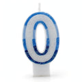 blue glitter number 0 birthday candle