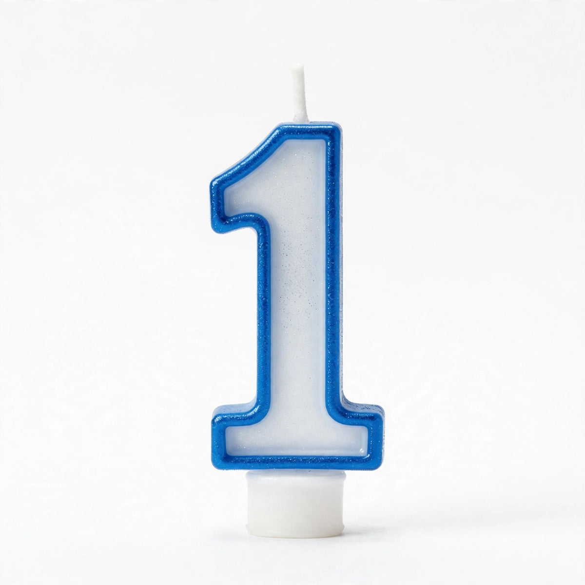 Blue Glitter Number 1 Birthday Candle with blue colour and number 1 shape
