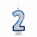 Blue glitter number 2 birthday candle