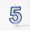 Blue Glitter Number 5 Birthday Candle with glitter finish