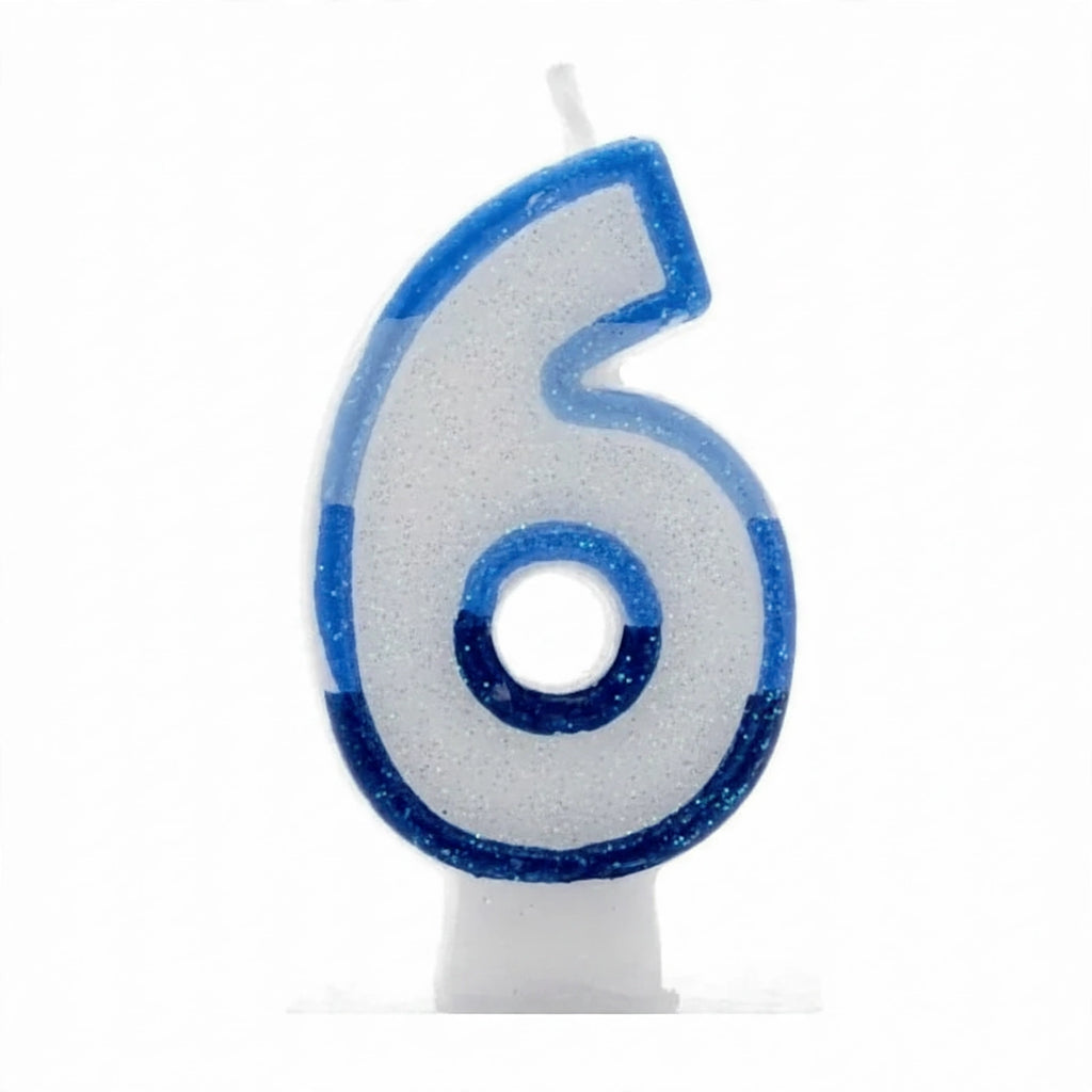 Blue Glitter Number 6 Birthday Candle by Kaleidoscope
