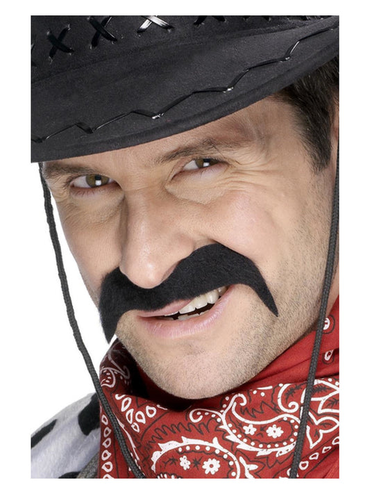 Bold Black Cowboy Self Adhesive Moustaches