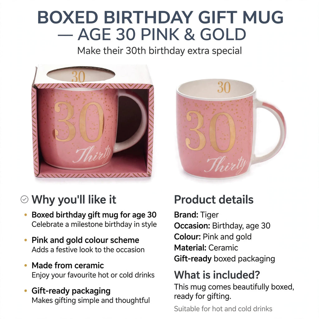 Ceramic mug suitable for hot and cold drinks with gift-ready boxed packaging