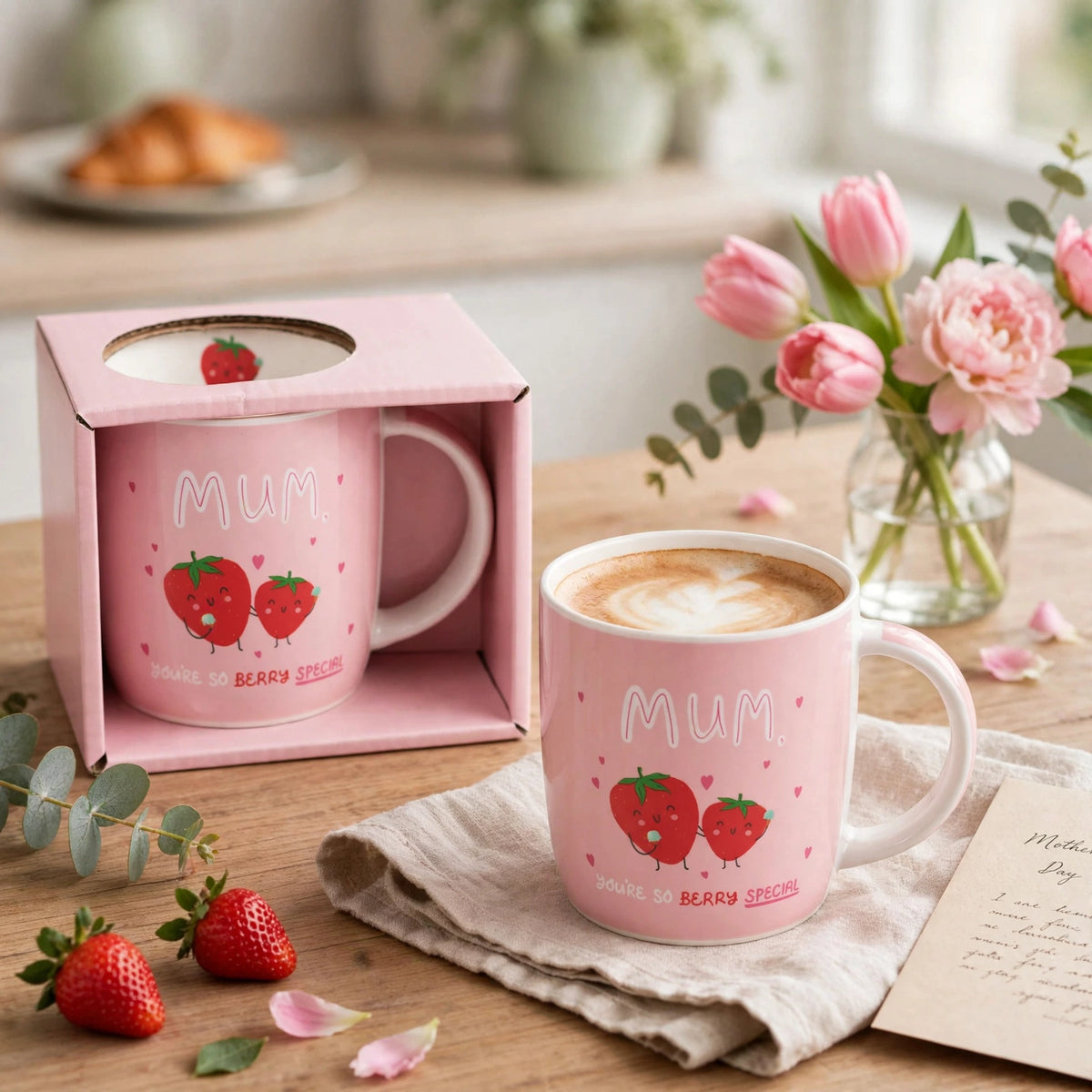 Tiger boxed gift mug displayed as a thoughtful present for Mother's Day or birthday