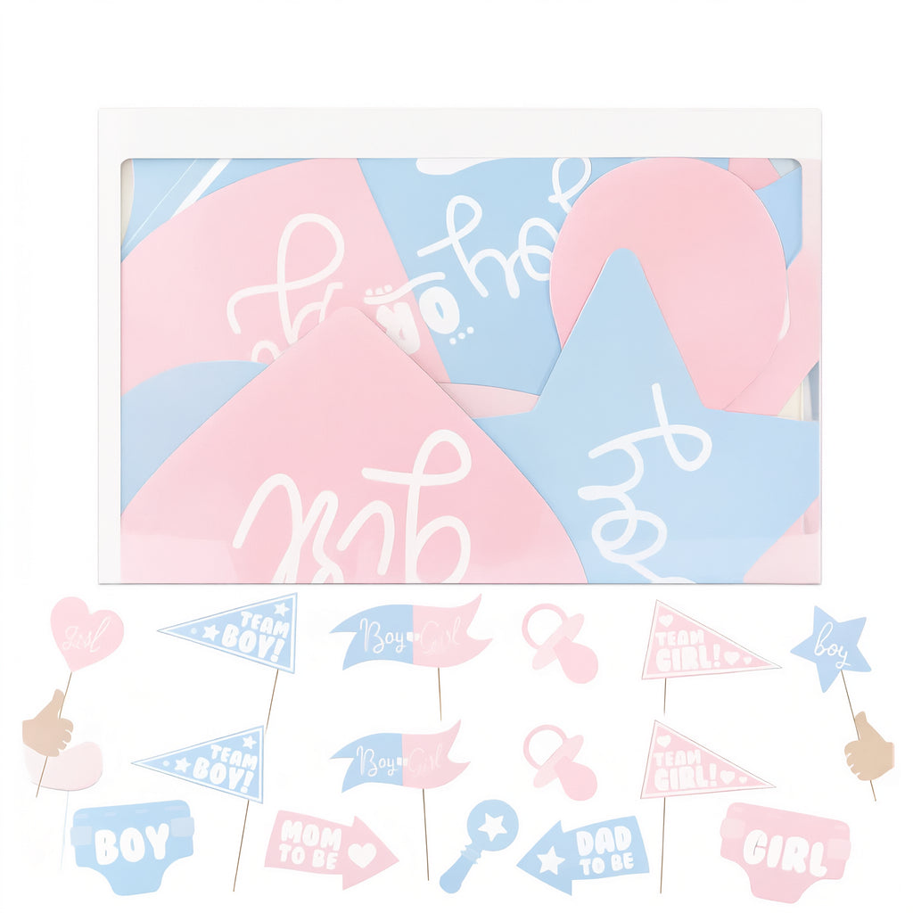 Boy Girl Baby Shower Reveal Photo Props Pack Of 11