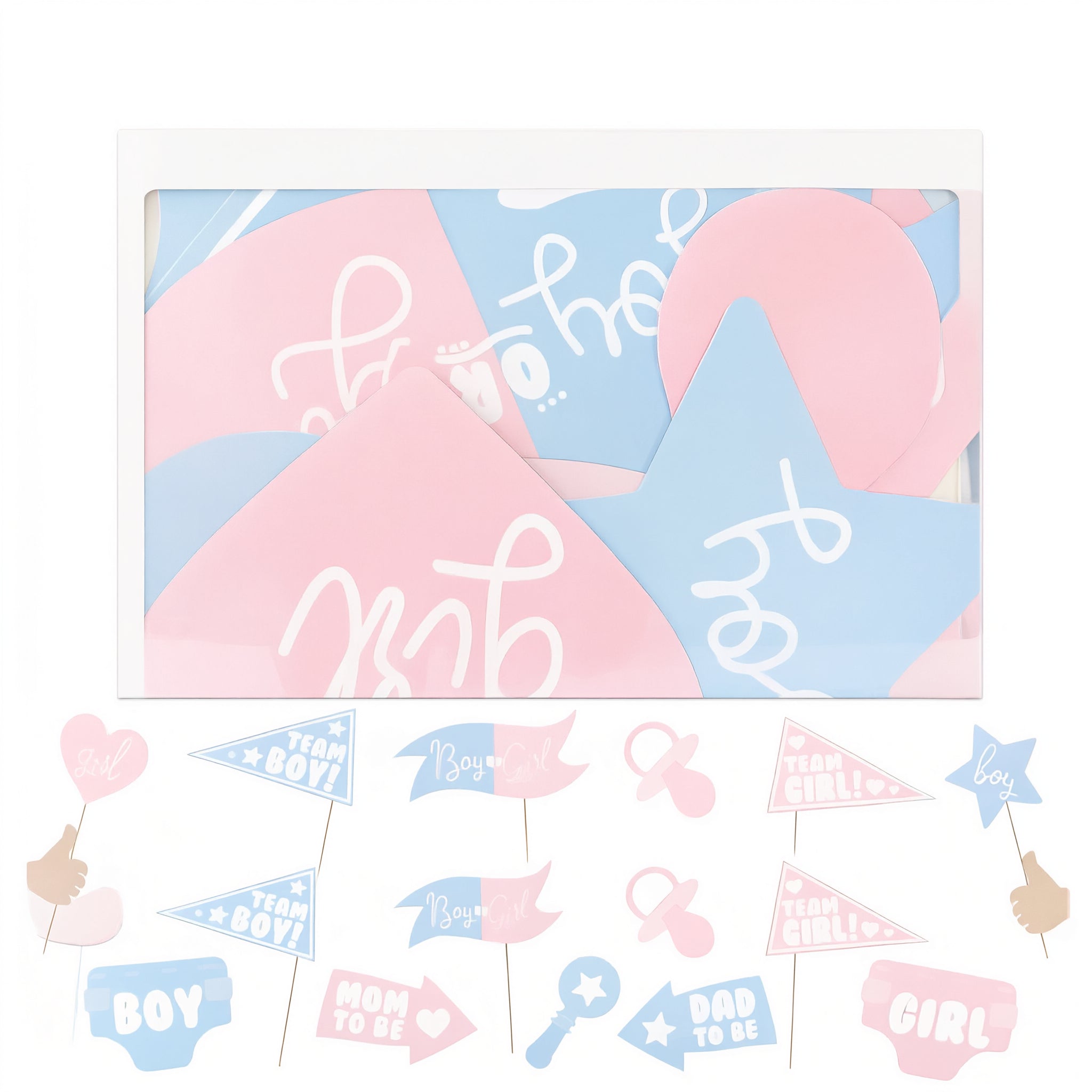 Boy Girl Baby Shower Reveal Photo Props Pack Of 11