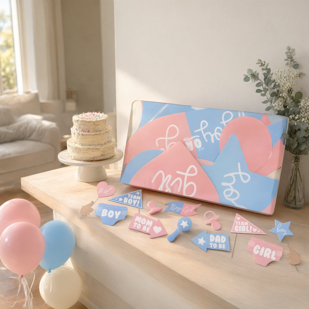 Boy Girl Baby Shower Reveal Photo Props Pack Of 11