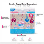 Boy Girl Baby Shower Reveal Swirl Decorations Pack Of 12