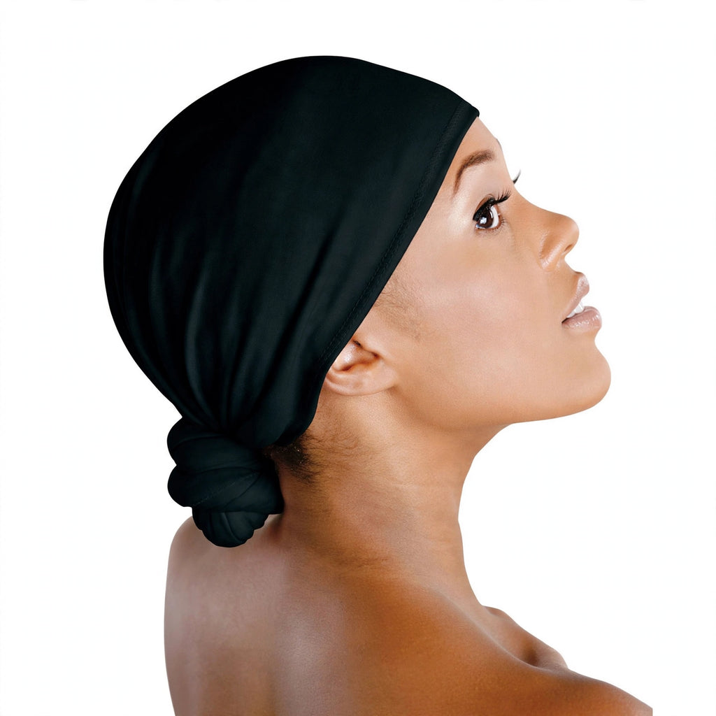 breathable black cotton durag with knot-on style