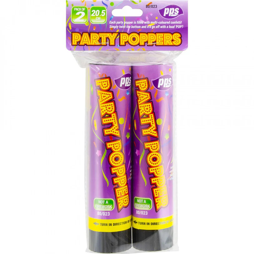 Colour Confetti Cannon Party Poppers 21cm - 2 Pack by PPS