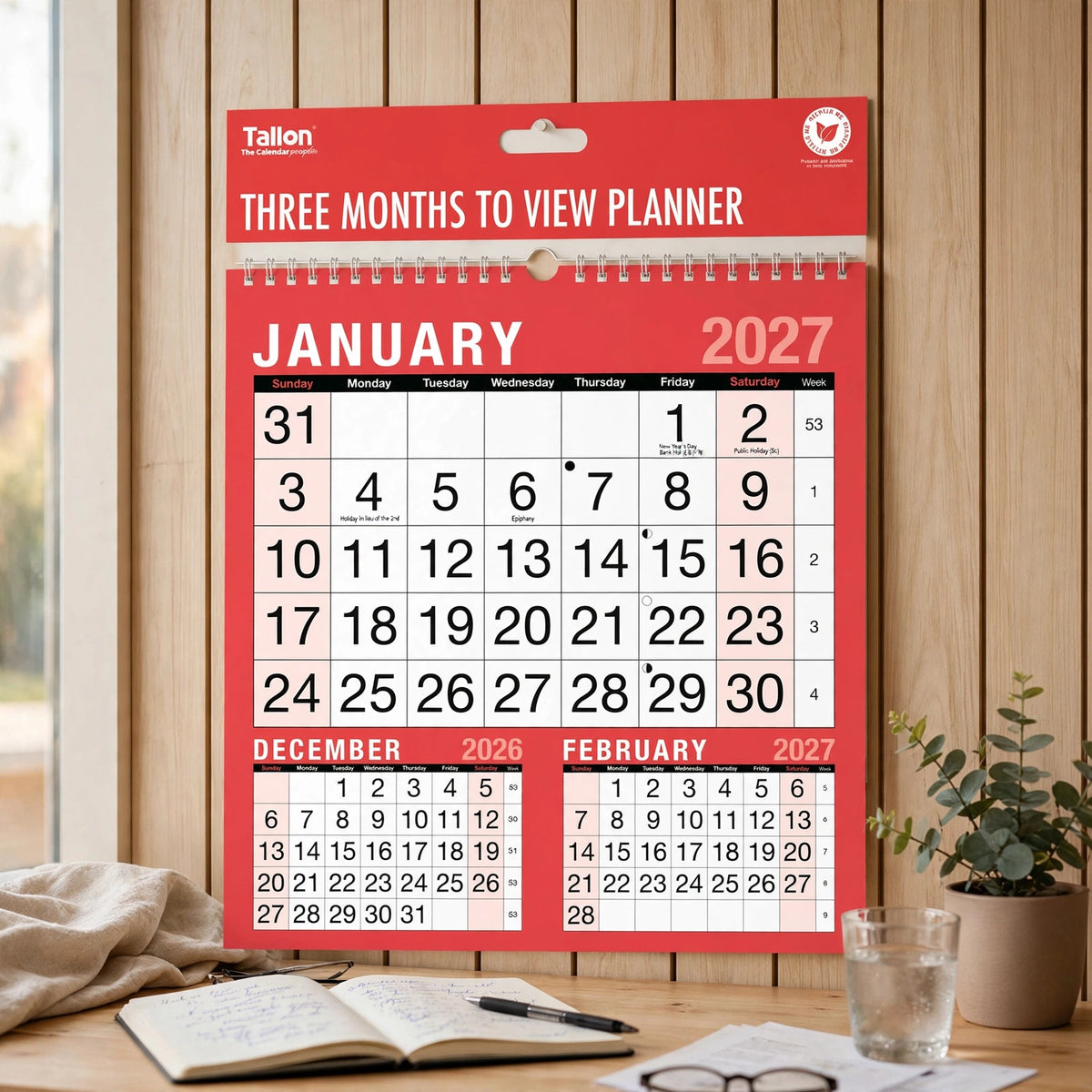 2027 calendar displayed for tracking appointments and plans