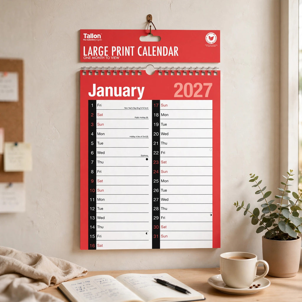 Tallon 2027 calendar displayed for home or office monthly planning